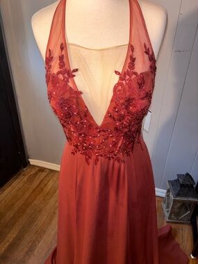 Red Lace Floral Dress